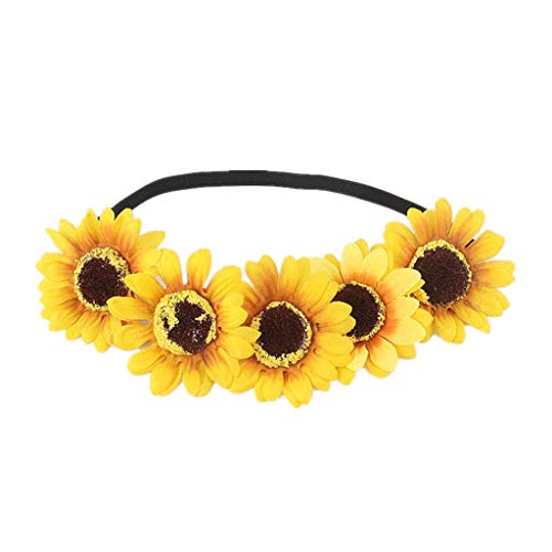 Sonnenblumenkranz Festival Stretch Elastizität Stirnband Böhmische Gelbe Blumenblume Hochzeit Haarband Haarbänder von YIZITU