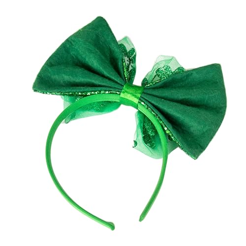 StPatrick Festival Celebration Stirnband Party Pailletten Grün Bowknot Haarreifen Kleeblatt Stirnbänder Irisches Haarschmuck Party Haarband von YIZITU