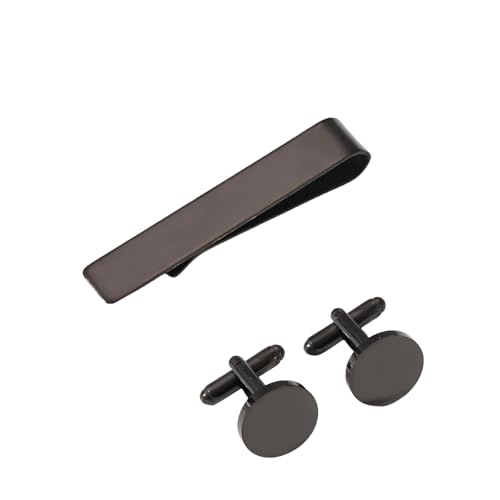 Stabile Edelstahl-Manschettenknöpfe und Krawattenklammer, Design für Geschäftstreffen und formelle Anlässe und den täglichen Gebrauch von YIZITU