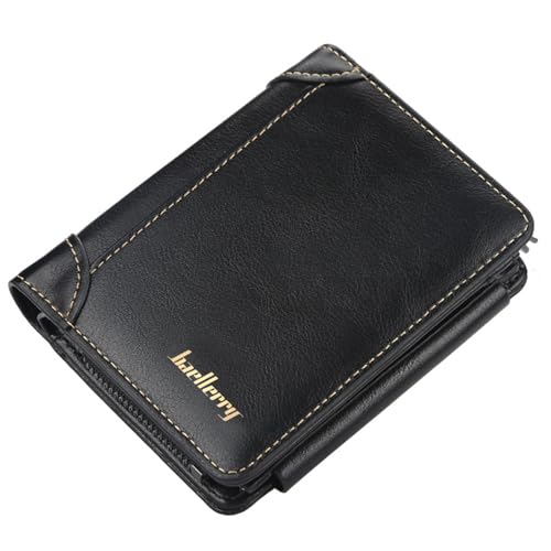 Stilvolle PU-Geldbörse mit Reißverschluss für Reisen und Outdoor-Aktivitäten, stilvolle Münztasche, Schwarz , Mass Beauty von YIZITU