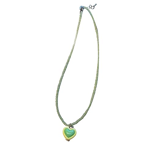 Süße Süße Herzheizkette Halskette Temperament Halshöhe Mode Schmuck Schlangekette Kette Buntes Perlenbringer Halskette Schlüsselbein Kette Hals Krawatte Für Frauen Einzigartige Kirschförmige Anhänger von YIZITU