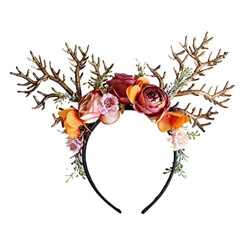 Süße Weihnachtsblumengeweihe Form Haare Hoop Frauen Make Up Stirnband Für Festival Party Performances Haarzubehör Weihnachtsgeschenke Für Mutter Und Vater Geschenke Frauen Erwachsene Kinder Männer von YIZITU