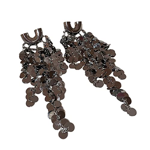 Übertriebene Metall Pailletten Ohrring Long Quaste Ohrring Personalisieren U Förmige Cluster Pailletten Quaste Disco Dangle Ohrringe von YIZITU
