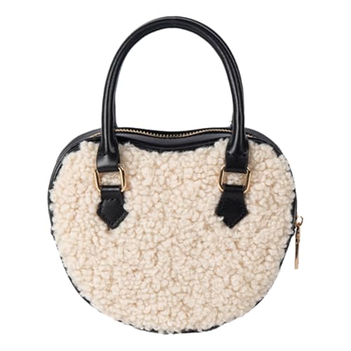 Umhängetasche im koreanischen Stil für Damen, trendige Umhängetasche, herzförmige Handtasche, Geldbörse, Retro, schöner Griff oben, Retro, Handtasche, Geldbörse, herzförmige Schultertasche von YIZITU