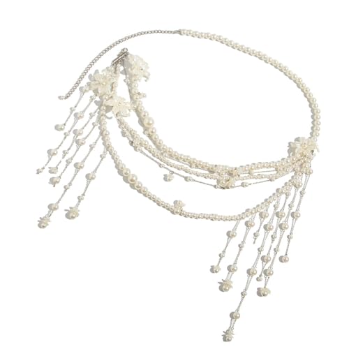 YIZITU Verstellbare Imitation Perlen Quasten Körperkette Multi Layer Taillengürtel Stylish Accessoire Für Hochzeiten Und Event Gold Taillenkette von YIZITU