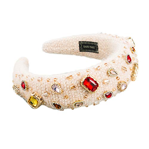 Vintage-Haarband mit Schaumstoff, gepolstert, gestrickt, Flanell, breiter Haarreif, geometrischer Glasbohrer, Kristall, Schmuck, Party, Bandana für Damen und Mädchen Vintage-Haarband mit Schaumstoff, gepolstert, gestrickt, Flanell, breiter Haarreif, geometrischer Glasbohrer, Kristall, Schmuck, Party, Bandana für Damen und Mädchen von YIZITU