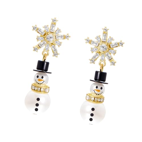 Weihnachts-Ohrringe mit Schneemann-Schneeflocken, mit Perlen und Kristallen, für Festivals, Schmuck, Accessoire für Damen, Perlenohrringe, Einheitsgröße, Wie beschrieben, Wie beschrieben von YIZITU
