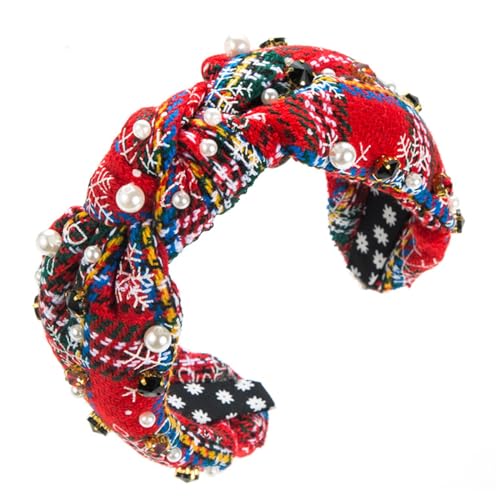 Weihnachts-Stirnband, zartes Knoten, breite Krempe, Haarband mit Strass, für Damen, Teenager, zum Waschen des Gesichts, Make-up, Haar-Accessoire, zum Waschen des Gesichts, Stirnbänder für Damen von YIZITU