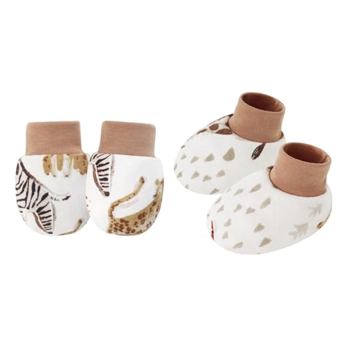 YIZITU 1 Set Baby Handschuhe & Socken Fußabdeckungen Set für Neugeborene bis 6 Monate mit Cartoon-Muster Sanfter Baumwollstoff Neugeborene Fäustlinge, F, Einheitsgröße von YIZITU