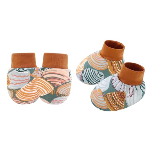 YIZITU 1 Set Baby Handschuhe & Socken Fußabdeckungen Set für Neugeborene bis 6 Monate mit Cartoon-Muster Sanfter Baumwollstoff Neugeborene Fäustlinge, K, Einheitsgröße von YIZITU