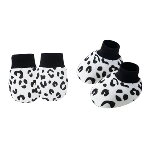 YIZITU 1 Set Baby Handschuhe & Socken Fußabdeckungen Set für Neugeborene bis 6 Monate mit Cartoon-Muster Sanfter Baumwollstoff Neugeborene Fäustlinge, M, Einheitsgröße von YIZITU
