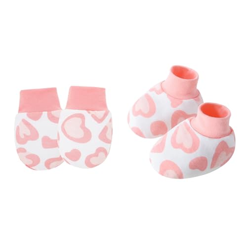 YIZITU 1 Set Baby Handschuhe & Socken Fußabdeckungen Set für Neugeborene bis 6 Monate mit Cartoon-Muster Sanfter Baumwollstoff Neugeborene Fäustlinge, P, Einheitsgröße von YIZITU