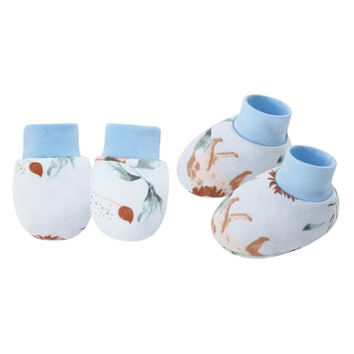 YIZITU 1 Set Baby Handschuhe & Socken Fußabdeckungen Set für Neugeborene bis 6 Monate mit Cartoon-Muster Sanfter Baumwollstoff Neugeborene Fäustlinge, Q, Einheitsgröße von YIZITU