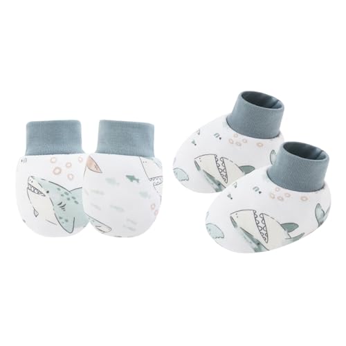 YIZITU 1 Set Baby Handschuhe & Socken Fußabdeckungen Set für Neugeborene bis 6 Monate mit Cartoon-Muster Sanfter Baumwollstoff Neugeborene Fäustlinge, R, Einheitsgröße von YIZITU