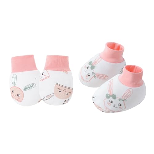 YIZITU 1 Set Baby Handschuhe & Socken Fußabdeckungen Set für Neugeborene bis 6 Monate mit Cartoon-Muster Sanfter Baumwollstoff Neugeborene Fäustlinge, S, Einheitsgröße von YIZITU