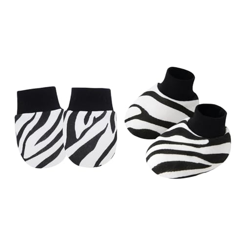 YIZITU 1 Set Baby Handschuhe & Socken Fußabdeckungen Set für Neugeborene bis 6 Monate mit Cartoon-Muster Sanfter Baumwollstoff Neugeborene Fäustlinge, a, Einheitsgröße von YIZITU