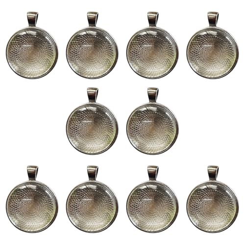 YIZITU 10 Set Round Anhänger Lünetten 25 Mm Anhänger Basis Lünette Tablett Becher Geeignet Für Handwerk Und Schmuck Design Round Tablett von YIZITU