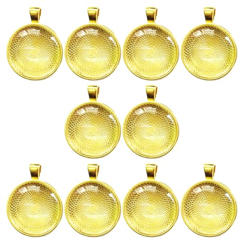 YIZITU 10 Set Round Anhänger Lünetten 25 Mm Anhänger Basis Lünette Tablett Becher Geeignet Für Handwerk Und Schmuck Design Round Tablett von YIZITU