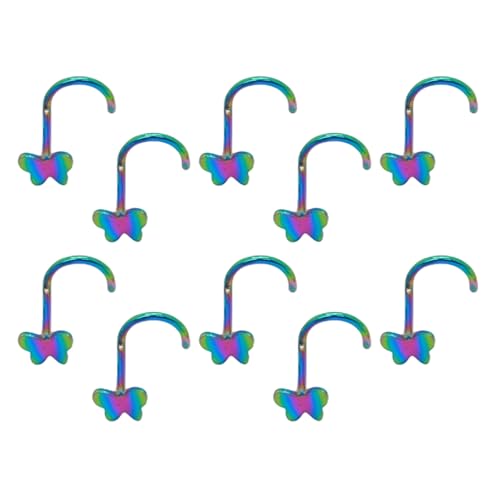YIZITU 10pcs Multifunktional Edelstahl Schmetterling Nasenstollen Körperschmuck Für Lippentragus Piercings Frauen Accessoire Easy Change Butterfly Nase von YIZITU