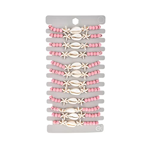 YIZITU 12 Pcs/set Natursteinschalenstarfische Charme Armbänder Frauen Geflochten von YIZITU