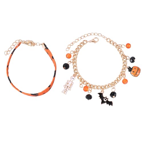 YIZITU 2/3/4pcs Punk Halloween Armbänder Für Frauen Männer Stapelbare Perlen Armreifen Armband Schädel Skelett Anheizt Party Schmuck Halloween Dress Up Armband von YIZITU