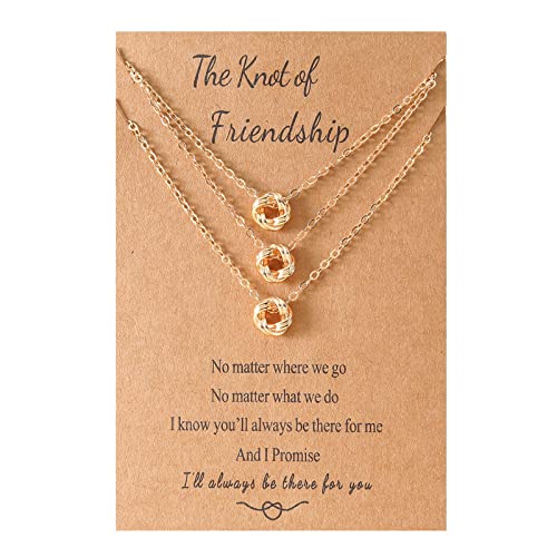 YIZITU 2/3 PCs Freundin Knoten Halsketten Für Friendship Halskette Schmuck Geburtstag Weihnachten Brautjungfern Geschenke Für Wome Freundschaft Knoten Halskette Frauen Gold Gold von YIZITU