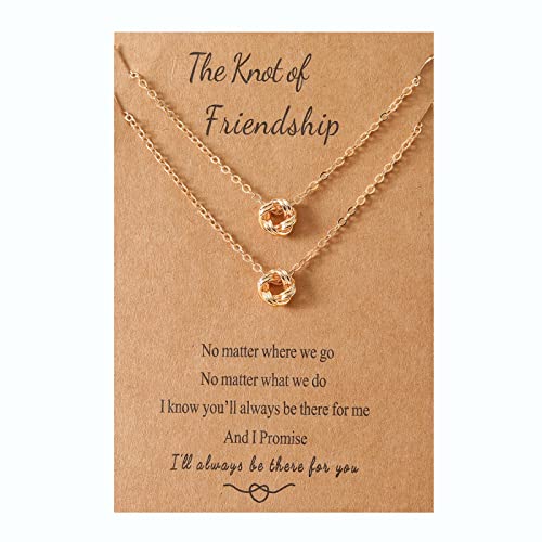 YIZITU 2/3 PCs Freundin Knoten Halsketten Für Friendship Halskette Schmuck Geburtstag Weihnachten Brautjungfern Geschenke Für Wome Freundschaft Knoten Halskette Frauen Gold Gold von YIZITU