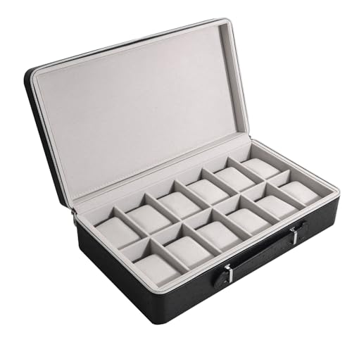 YIZITU 2/8/12 Grids Leder Watch Watch Box Display Hülle Halblingwatch Storage Box Schmuck Organizer Für Männer Frauen Geburtstag Geschenke Uhr Aufbewahrungsboxen Für Männer von YIZITU