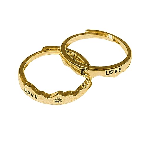YIZITU 2 PCs/Paar Sun Moon Matching Paarliebhaber Offene Verstellbare Ringe Set Minimalistisches Engagement Eheringe Liebhaber Kit Jubiläum von YIZITU