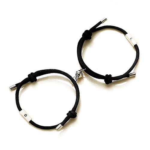 YIZITU 2 PCs Für Sun Moon Liebhaber Paar Armband Matching Friendship Armband Magnetabstand Schmuck Geschenk Für Männer Wo Passende Paar Armbänder Perlen von YIZITU