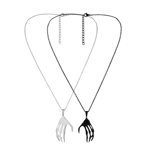 YIZITU 2 x passende Beziehungs-Halskette, Gothic-Punk-Paar-Halsband, Hip-Hop, Halloween-Schmuck, Schlüsselbein-Kette, Halskette, Paar Totenkopf-Hand, Herz-Anhänger YIZITU 2 x passende Beziehungs-Halskette, Gothic-Punk-Paar-Halsband, Hip-Hop, Halloween-Schmuck, Schlüsselbein-Kette, Halskette, Paar Totenkopf-Hand, Herz-Anhänger von YIZITU