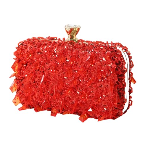 YIZITU 2023 Abendtasche, handgefertigt, mit Perlen, elegante Party, Bankett, Hochzeit, Clutch, Handtasche für Mädchen, Crossbody, Umhängetasche, Tote Geldbörse, rot, One Size YIZITU 2023 Abendtasche, handgefertigt, mit Perlen, elegante Party, Bankett, Hochzeit, Clutch, Handtasche für Mädchen, Crossbody, Umhängetasche, Tote Geldbörse, rot, One Size von YIZITU