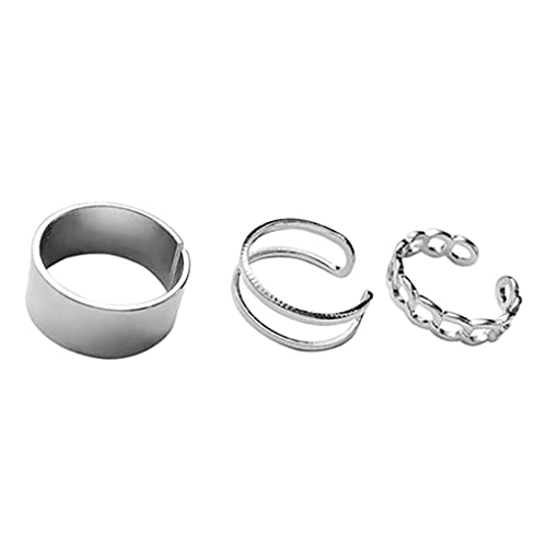 YIZITU 3 Stücke Finger Ringe Verstellbare Stapelbare Vintage Gothic Silber Punk Open Ringe Für Frauen Männer Schmuck Verstellbares Set Für Mädchen Frauen Teenager Mädchen von YIZITU