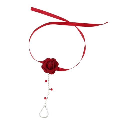 YIZITU 4 Farben Geometrische Schmetterlingsringe Elegante Rose Denims Stoff Schmetterling Verstellbares Armband Ringe Übertriebenes Schmuckarmband Integrierte Kette von YIZITU