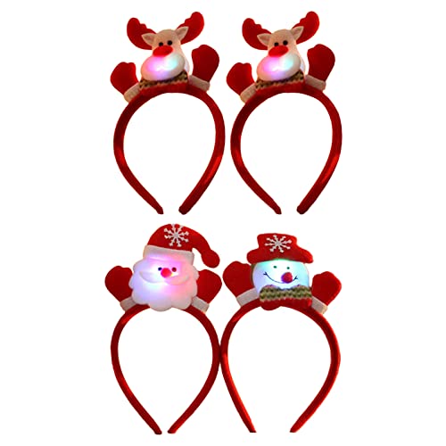 YIZITU 4 x Weihnachts-Haarreifen mit pelzigen Hirschohren, LED-Plüschgeweih, Cartoon-Kopfschmuck für Halloween-Party-Dekoration von YIZITU