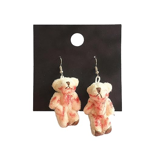 YIZITU Ästhetik Bären Kaninchen Halskette Ohrringe Süßer Plüsch Bären Gefüllte Tierische Ohrhaken Temperament Geschenk Y2K Ohrzubehör Stofftier Ohrringe von YIZITU