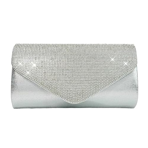 YIZITU Abendtasche, formelle Damen-Geldbörse, elegant, Party, Bankett, Hochzeit, Clutch, Handtasche, Umhängetasche, Strass, Umschlagtaschen, silber von YIZITU