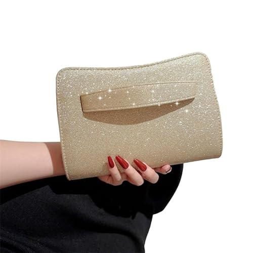 YIZITU Abendtasche mit Glitzer, elegante Handtasche, Party, Bankett, Hochzeit, Clutch, Handtasche, glitzernde Umhängetasche, gold von YIZITU