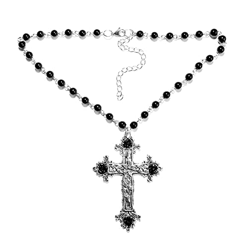 YIZITU Anhänger Halsketten Imitationen Perlen Halsketten Anhänger Chokers Gothic Für Frau Mann Mädchen Kreuz Halskette von YIZITU