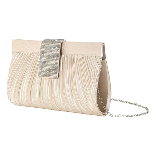 YIZITU Anspruchsvolle Crossbody-Tasche Abendtasche mit Strasssteinen Schultertasche Handtasche für Galas Event Modische Abendtasche, champagnerfarben, One Size von YIZITU