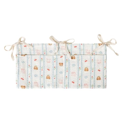 YIZITU Atmungsaktives Baumwoll Nachttasche Mit Geräumigen Fächern Befestigt Sich Sicher An Krippengeländern Baby Essentielles Baumwollhänger Windelbeutel Für Kinderwagen von YIZITU