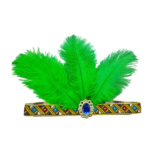 YIZITU Auffällige Gefiederte Stirnbänder Mardi Gras Kopfbedeckung Für Mädchen Maskerade Haarzubehör Mardi Gras Flapper Stirnband Halloween Feather Stirnband von YIZITU