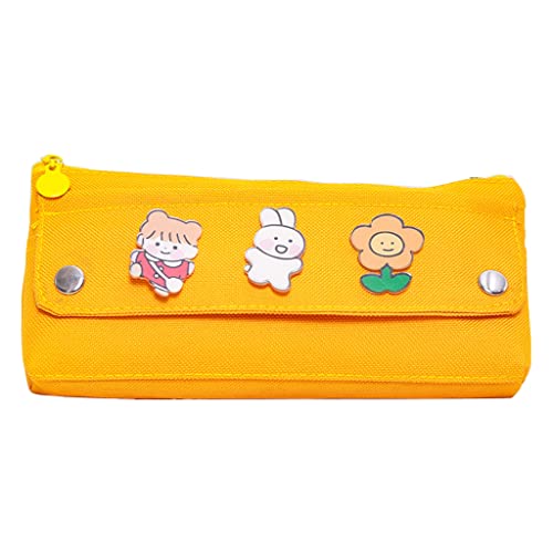 YIZITU Bear Canvas Storage Marker Pencil for Case Stationery Bag Holder for Primary Middle School Office Studen Canvas Pencil Case with Zipper Large Capacity Portable Multifunction, gelb von YIZITU