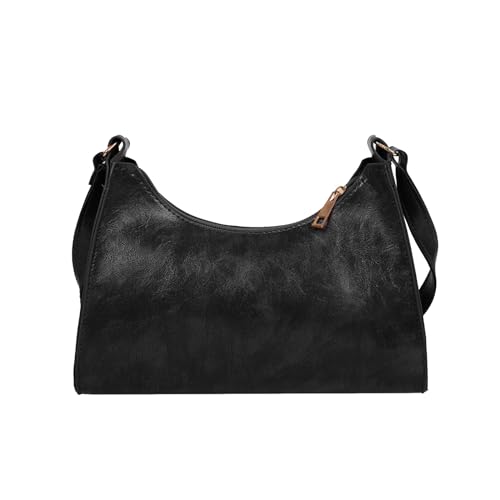YIZITU Bequeme Unterarmtasche PU Satchel Handtasche Schultertaschen für Einkaufen Outdoor-Aktivitäten Unterarm-Umhängetasche, Schwarz , One Size von YIZITU