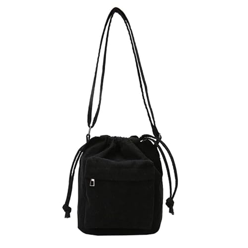 YIZITU Beuteltasche mit Kordelzug, einfache modische Tasche, Crossbody-Tasche, Umhängetasche, vielseitige Reisetasche für Damen und Mädchen, Schwarz von YIZITU