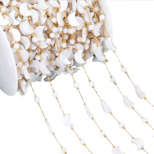 YIZITU Bunte, facettierte Perlenkette, Zubehör, anpassbare Edelstahlkette mit bunten Perlen, 1 m zum Herstellen von YIZITU