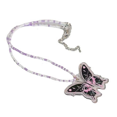 YIZITU Buntes Nackenschmuck Schmetterling Anhänger Halskette Fashion Butterfly Chokers Harzmaterial Party Schmuck Für Mädchen Charme Hals von YIZITU