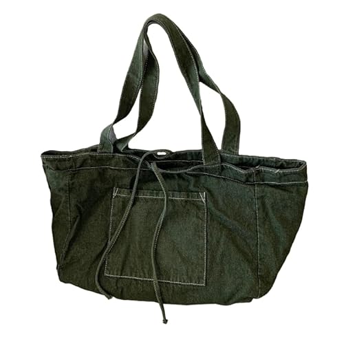 YIZITU CanvasRetro Tasche Shopper Casual Handtasche für Mädchen Frauen Große Kapazität Schultertasche Lady Geldbörse Vielseitige Reisetasche, grün von YIZITU