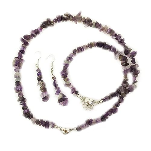 YIZITU Chips Stein Halskette Natural Unregelmäßiger Handgefertigter Ohrring Für Frauen Heilung Halskette Armband Schmucksets Sets Für Mädchen Frauen Halsketten Und Ohrringe Und Armbänder Hochzeit von YIZITU