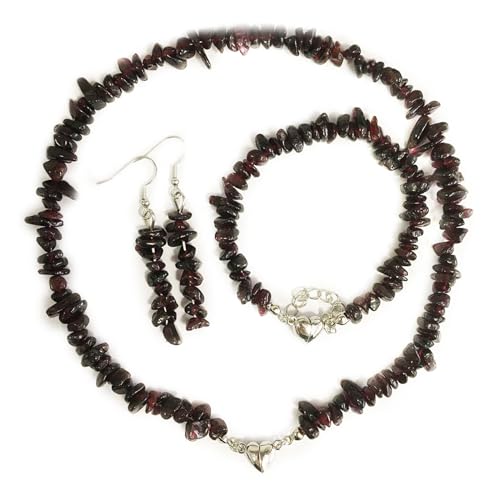 YIZITU Chips Stein Halskette Natural Unregelmäßiger Handgefertigter Ohrring Für Frauen Heilung Halskette Armband Schmucksets Sets Für Mädchen Frauen Halsketten Und Ohrringe Und Armbänder Hochzeit von YIZITU